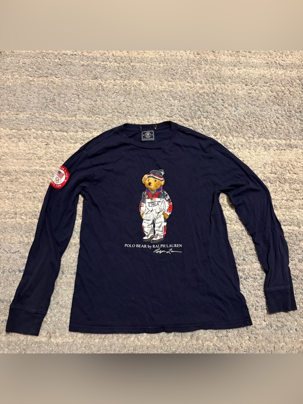 Polo Ralph Lauren 2022 Team USA Olympics Polo Bear Long Sleeve Shirt Navy
